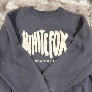 white fox dark grey and cream crewneck